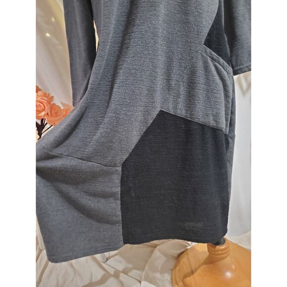 Luukaa Lagenlook Cowl Neck Tunic Pocket Dress Size 5 US 14-16 XL Artsy Relaxed - Picture 5 of 10